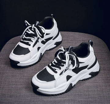 Xajzpa Women's Spring New Breathable Student Casual Shoes Thick Bottom Increased Height Simple Comfortable Versatile Sports Shoes